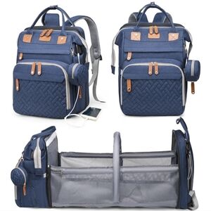 Blue Lovevook Diaper Bag Backpack with Changing Station And Charging Port